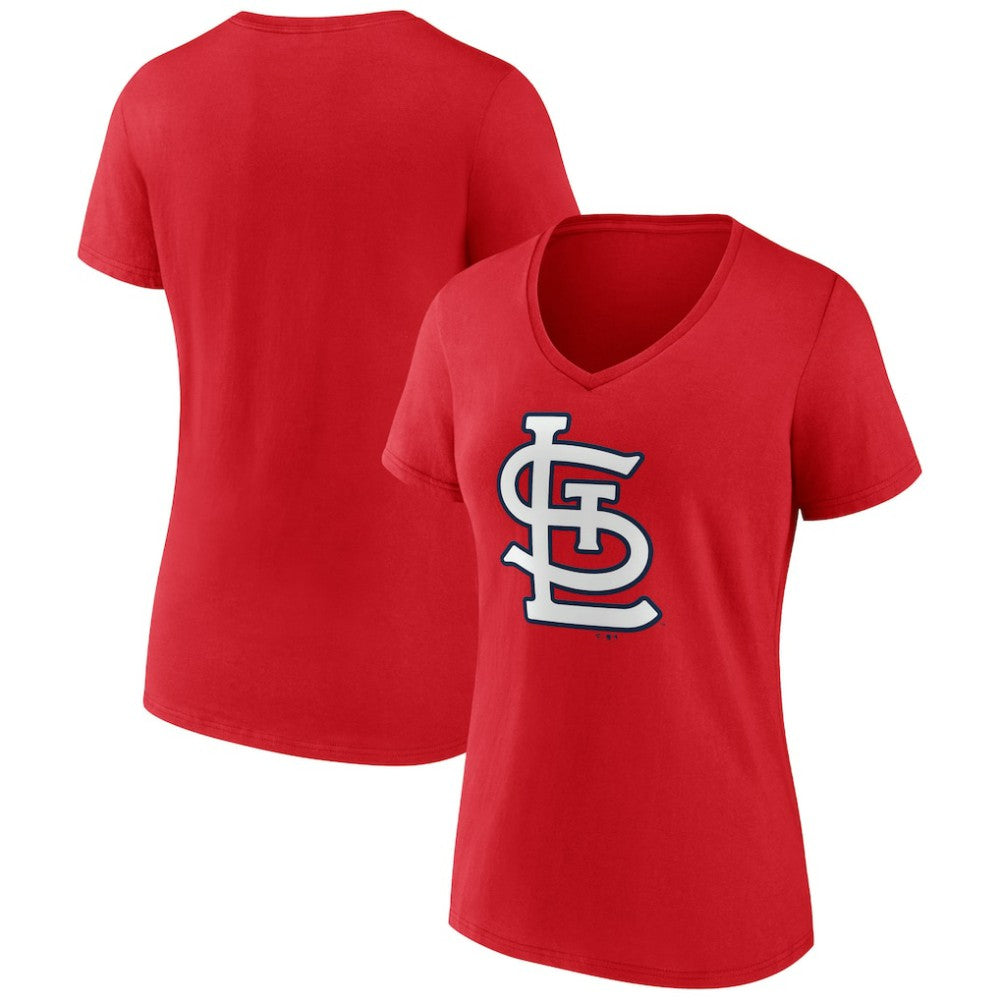 St. Louis Cardinals Women's Team Color Primary Logo V-Neck T-Shirt Red