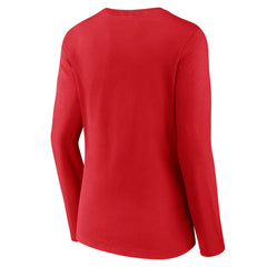 Cincinnati Reds Women's Team Color Primary Logo V-Neck Long Sleeve T-Shirt Red