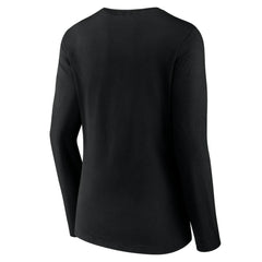 Pittsburgh Pirates Women's Team Color Primary Logo V-Neck Long Sleeve T-Shirt Black