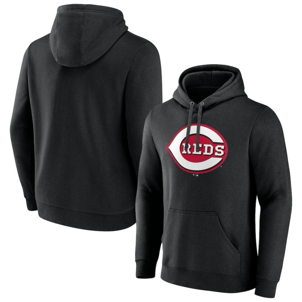 Cincinnati Reds Official Logo Fitted Pullover Hoodie Black