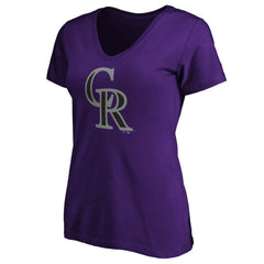 Colorado Rockies Women's Secondary Color Primary Logo T-Shirt Purple