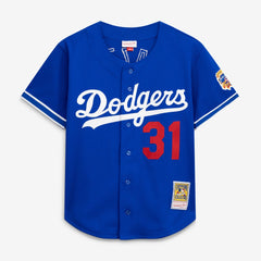 Mike Piazza Los Angeles Dodgers Cooperstown Collection Mesh Batting Practice Button-Up Jersey - Royal