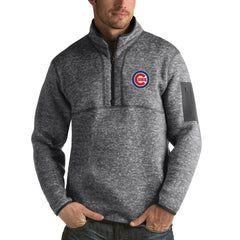 Chicago Cubs Antigua Fortune Half-Zip Sweater Heathered Charcoal