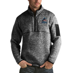 Miami Marlins Antigua Fortune Half-Zip Sweater Heathered Black