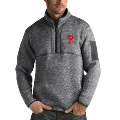 Philadelphia Phillies Antigua Fortune Half-Zip Sweater Heathered Charcoal