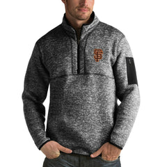 San Francisco Giants Antigua Fortune Half-Zip Sweater Heathered Black