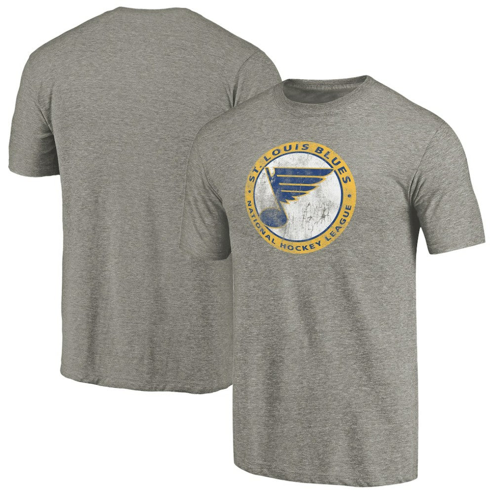 St. Louis Blues Throwback Logo 1970 Tri-Blend T-Shirt Ash