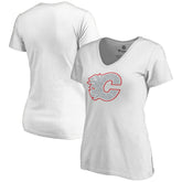 Calgary Flames Women's Whiteout V-Neck T-Shirt White