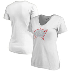 Columbus Blue Jackets Women's Whiteout V-Neck T-Shirt White