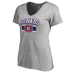 Montreal Canadiens Women's Hometown Collection Go Habs V-Neck T-Shirt ash