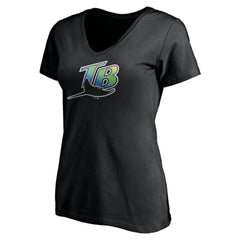 Tampa Bay Rays Women's Core Wahconah V-Neck T-Shirt Black