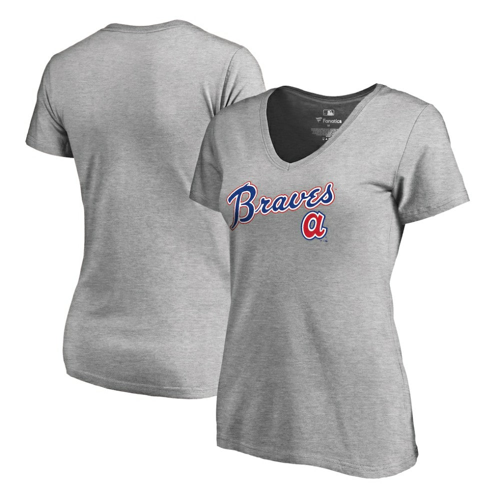 Atlanta Braves Women's Core Wahconah V-Neck T-Shirt Heather Gray