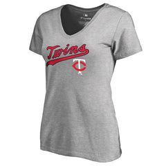 Minnesota Twins Women's Core Wahconah V-Neck T-Shirt Heather Gray
