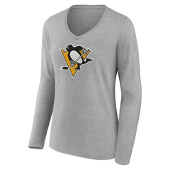 Pittsburgh Penguins Women's Primary Logo Long Sleeve T-Shirt Ash
