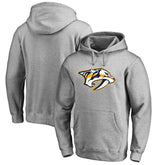 Nashville Predators Primary Team Logo Fleece Fitted Pullover Hoodie Heather Gray