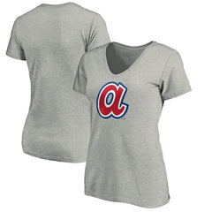 Atlanta Braves Women's Forbes V-Neck T-Shirt Ash