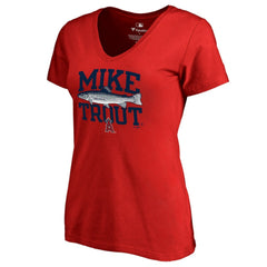 Mike Trout Los Angeles Angels Women's Player Hometown Collection V-Neck T-Shirt Red