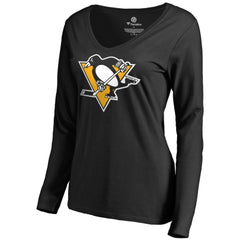 Bryan Rust Pittsburgh Penguins Women's Backer Name & Number Long Sleeve V-Neck T-Shirt Black