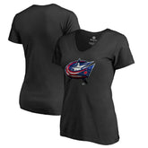 Columbus Blue Jackets Women's Midnight Mascot V-Neck T-Shirt Black