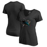 San Jose Sharks Women's Midnight Mascot V-Neck T-Shirt Black