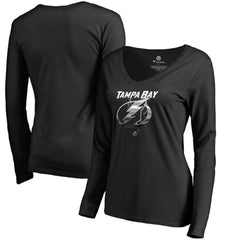 Tampa Bay Lightning Women's Midnight Mascot Long Sleeve V-Neck T-Shirt Black