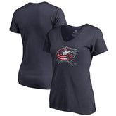 Columbus Blue Jackets Women's Splatter Logo V-Neck T-Shirt Navy