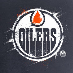 Edmonton Oilers Women's Splatter Logo V-Neck T-Shirt Navy