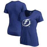 Tampa Bay Lightning Women's Splatter Logo V-Neck T-Shirt Blue