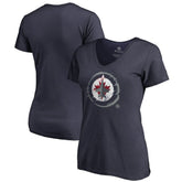 Winnipeg Jets Women's Splatter Logo V-Neck T-Shirt Navy