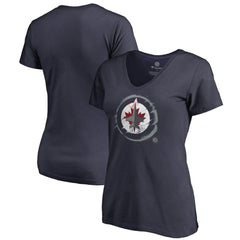 Winnipeg Jets Women's Splatter Logo V-Neck T-Shirt Navy