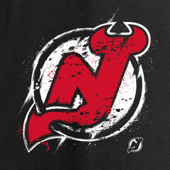 New Jersey Devils Women's Splatter Logo V-Neck Long Sleeve T-Shirt Black