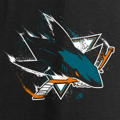 San Jose Sharks Women's Splatter Logo V-Neck Long Sleeve T-Shirt Black