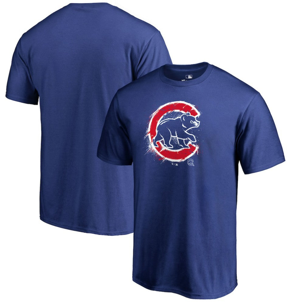 Chicago Cubs Splatter Logo T-Shirt Royal