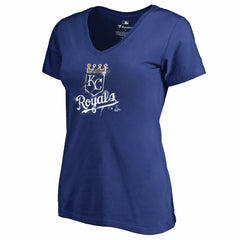 Kansas City Royals Women's Splatter Logo V-Neck T-Shirt Royal