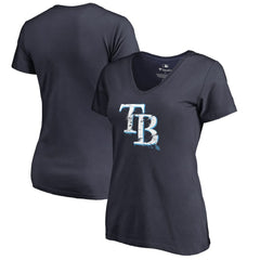 Tampa Bay Rays Women's Splatter Logo V-Neck T-Shirt Navy