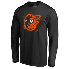 Baltimore Orioles Splatter Logo Long Sleeve T-Shirt Black