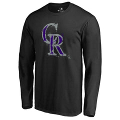 Colorado Rockies Splatter Logo Long Sleeve T-Shirt Black