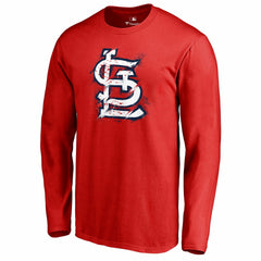 St. Louis Cardinals Splatter Logo Long Sleeve T-Shirt Red