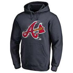 Atlanta Braves Splatter Logo Pullover Hoodie Navy