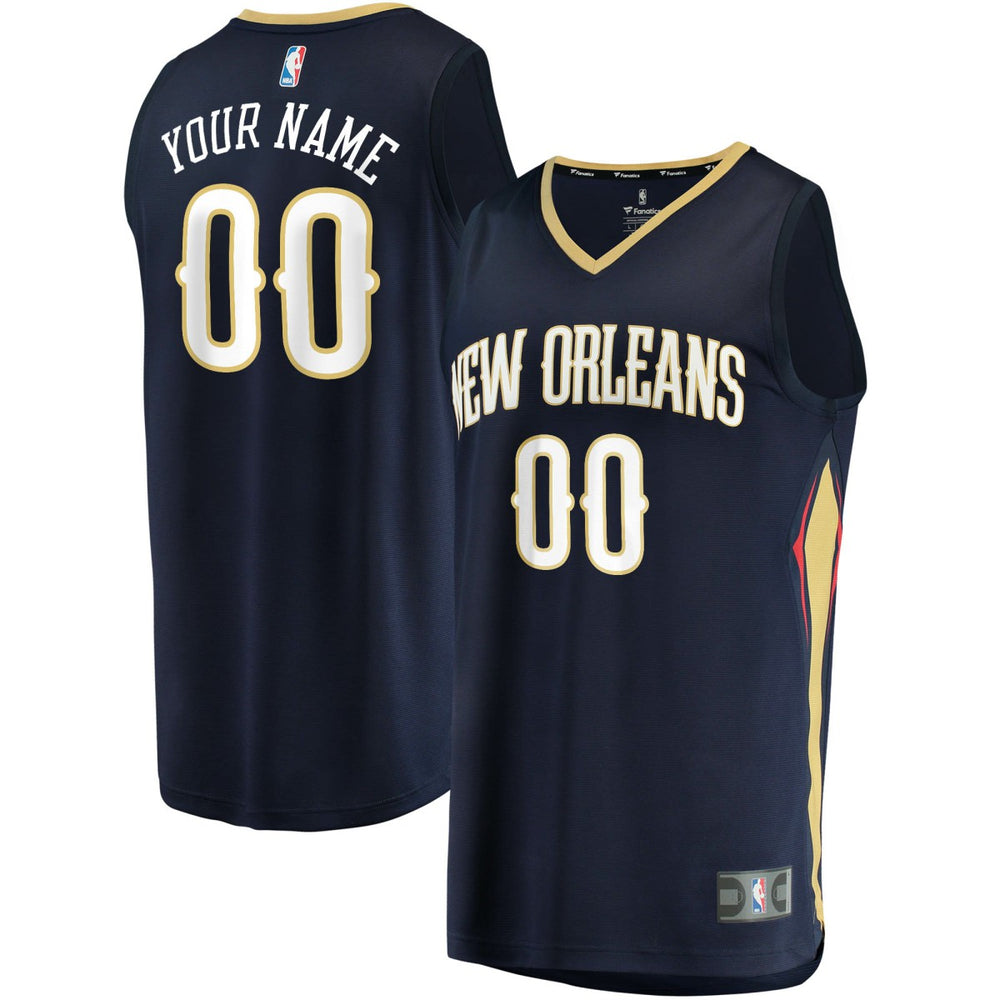 New Orleans Pelicans Fast Break Custom Replica Jersey Navy - Icon Edition