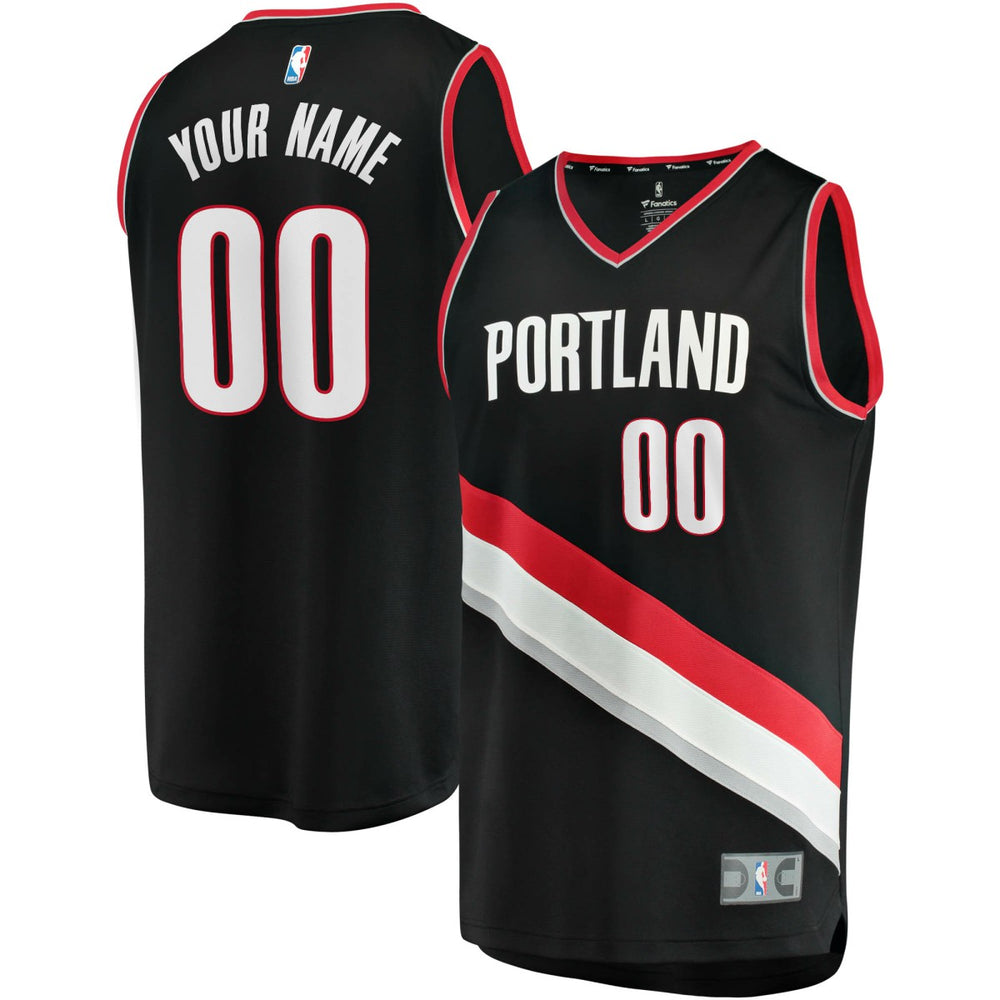 Portland Trail Blazers Fast Break Custom Replica Jersey Black - Icon Edition