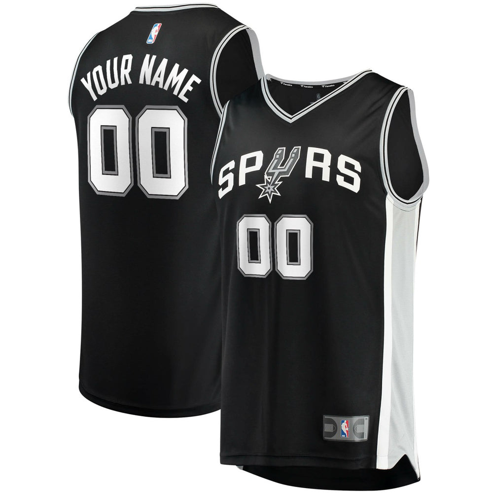 San Antonio Spurs Youth Fast Break Custom Replica Jersey Black - Icon Edition