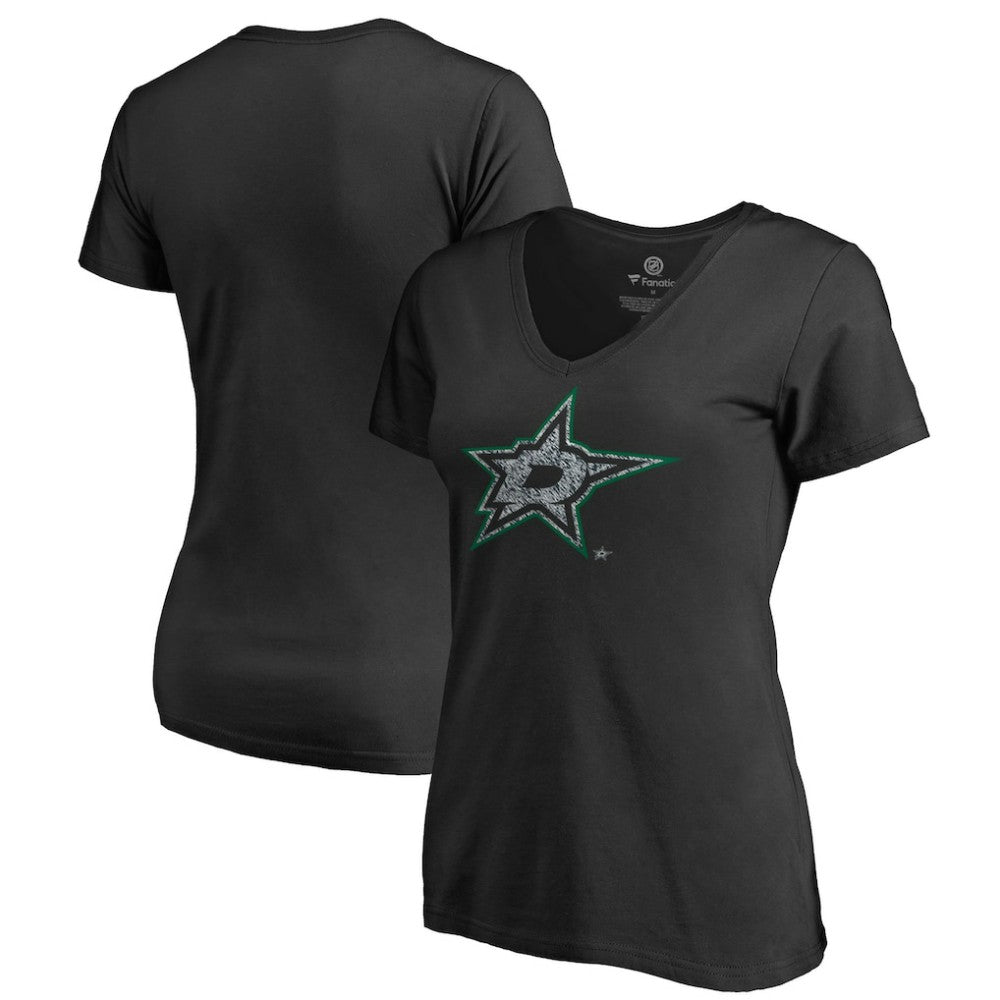 Dallas Stars Women's Static Logo V-Neck T-Shirt Black