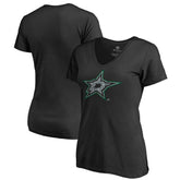Dallas Stars Women's Static Logo V-Neck T-Shirt Black