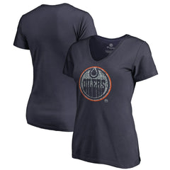 Edmonton Oilers Women's Static Logo V-Neck T-Shirt Navy
