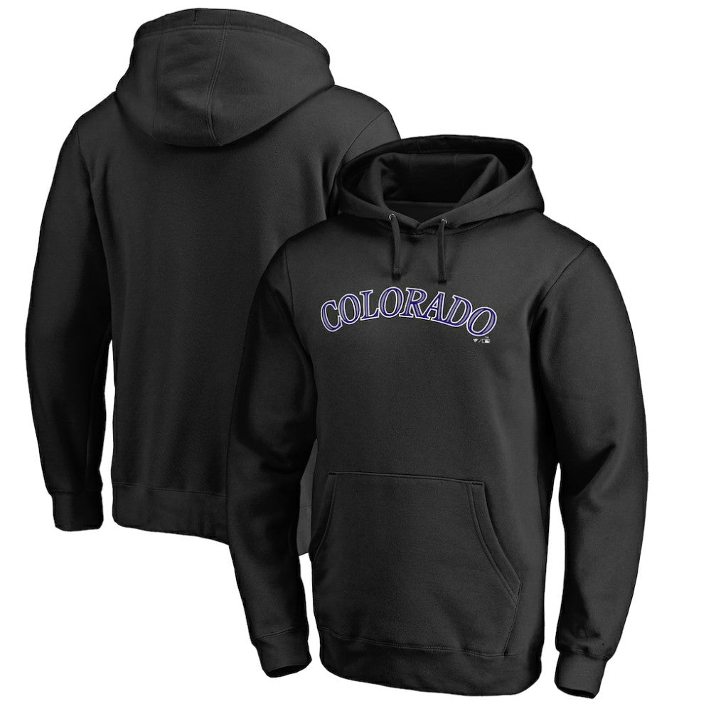 Colorado Rockies Official Wordmark Fitted Pullover Hoodie Black