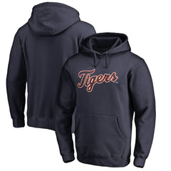 Detroit Tigers Official Wordmark Fitted Pullover Hoodie Navy