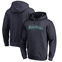 Seattle Mariners Official Wordmark Fitted Pullover Hoodie Navy