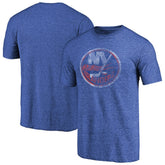 New York Islanders Throwback Vintage Logo Tri-Blend T-Shirt Royal