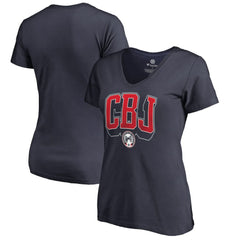 Columbus Blue Jackets Women's Fan Favorite Team Slogan V-Neck T-Shirt Navy